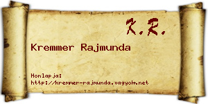 Kremmer Rajmunda névjegykártya